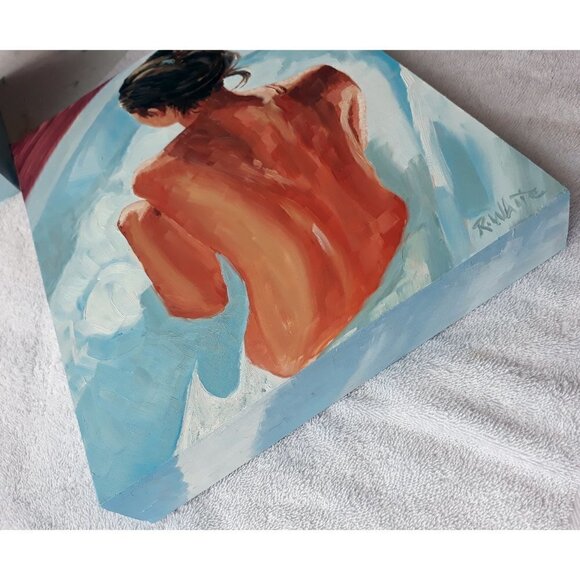 "Sunday Bath" Original oil painting on Cradled Wood Panel - Picture 2 of 5